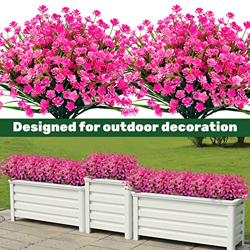 Lnoicy 20Pcs Artificial Flowers For Outdoor,Plastic Flowers Decoration, Uv Resistant Faux Flowers Shrubs, Artificial Plants For Indoor Outside Garden Home Wedding Farmhouse(Pink) #TOP2