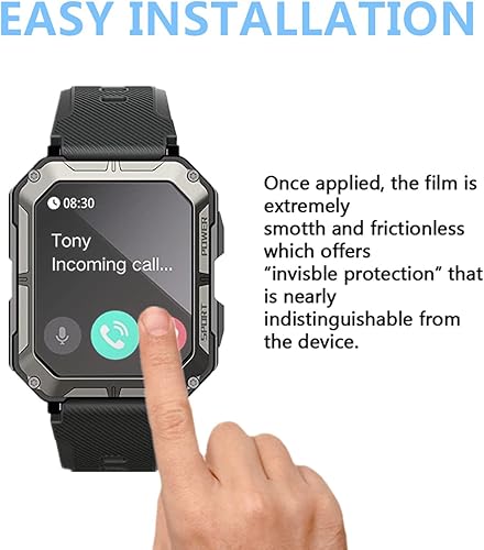 Miniatura 3 de Protector de pantalla de reloj inteligente militar compatible con PUREROYI (paquete de 6) compatible con VIRANRgthuhu C20 Pro 1.83 pulgadas
