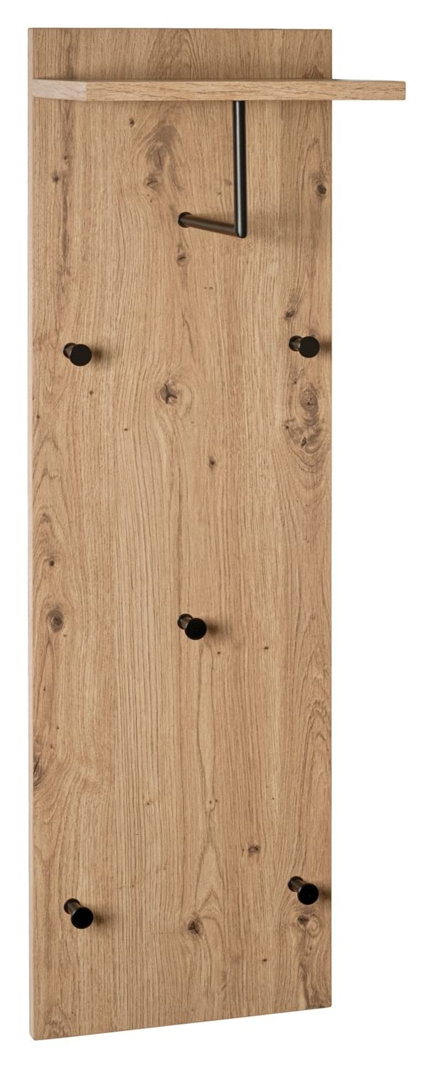 Garderobenpaneel - Schwarz - Artisan Eiche Dekor - Metall - 30 x 100 cm - mit Kleiderstange