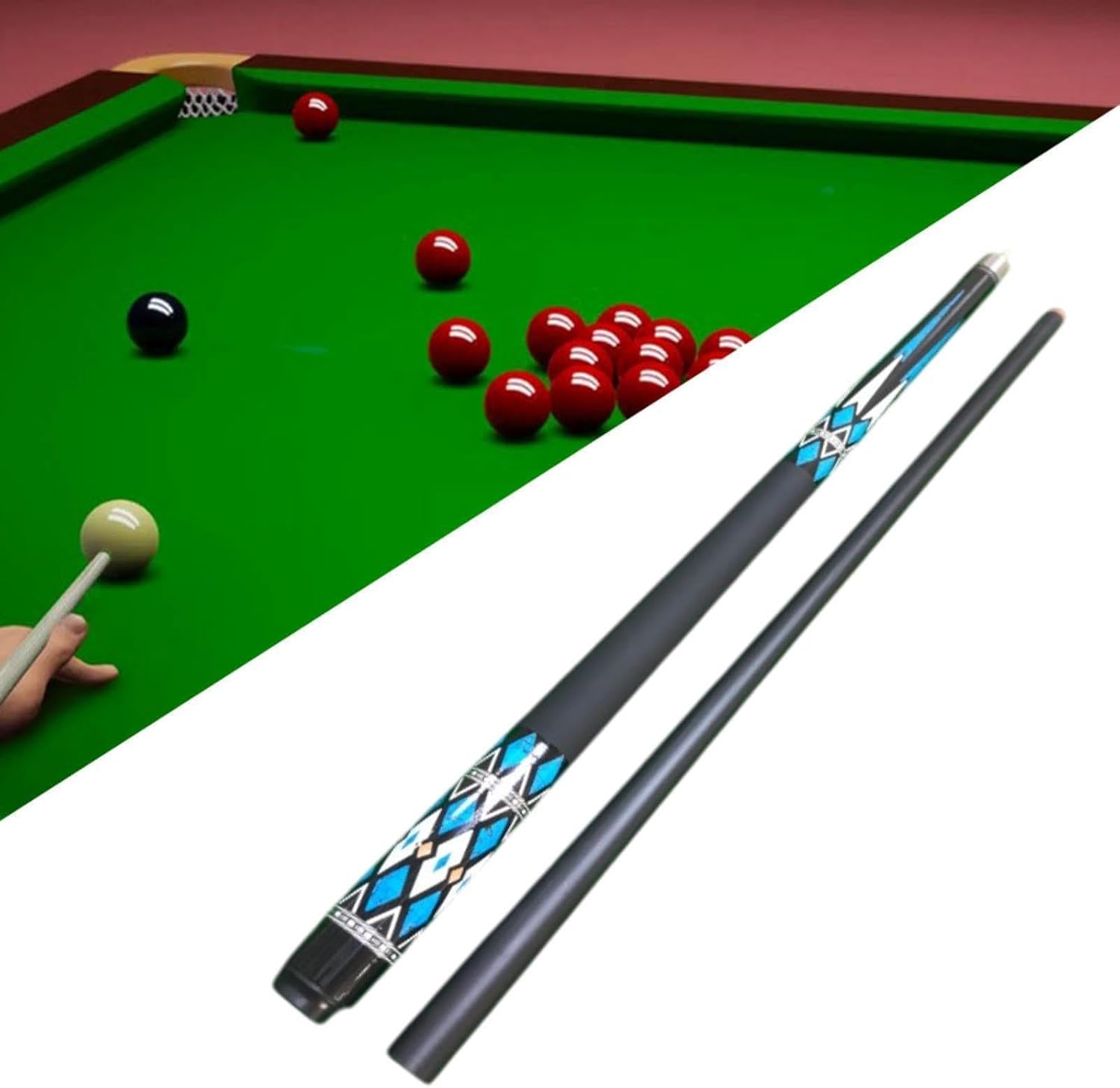 T Tooyful プールキュービリヤードプールスティック、1/2分割プロフェッショナルカーボンファイバースヌーカーキュー、