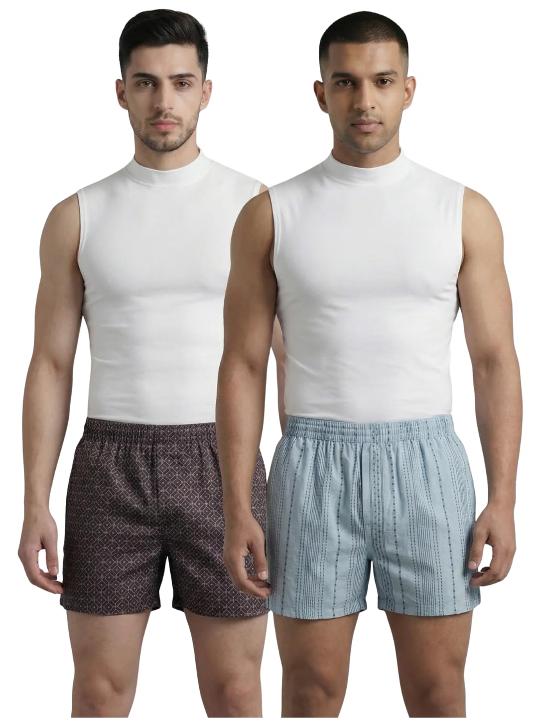 vastrado Multicolor Diamond Print & Mist Blue Linear Weave Boxers MB7673A-picture-45
