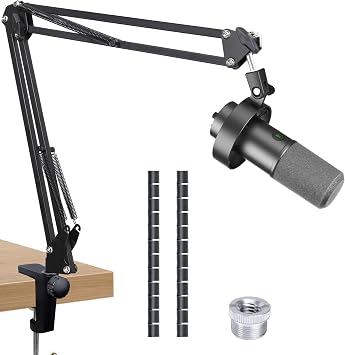 SUNMON Boom Arm for Fifine K688 Mic with 3/8" to 5/8" Adapter and Cable Sleeve