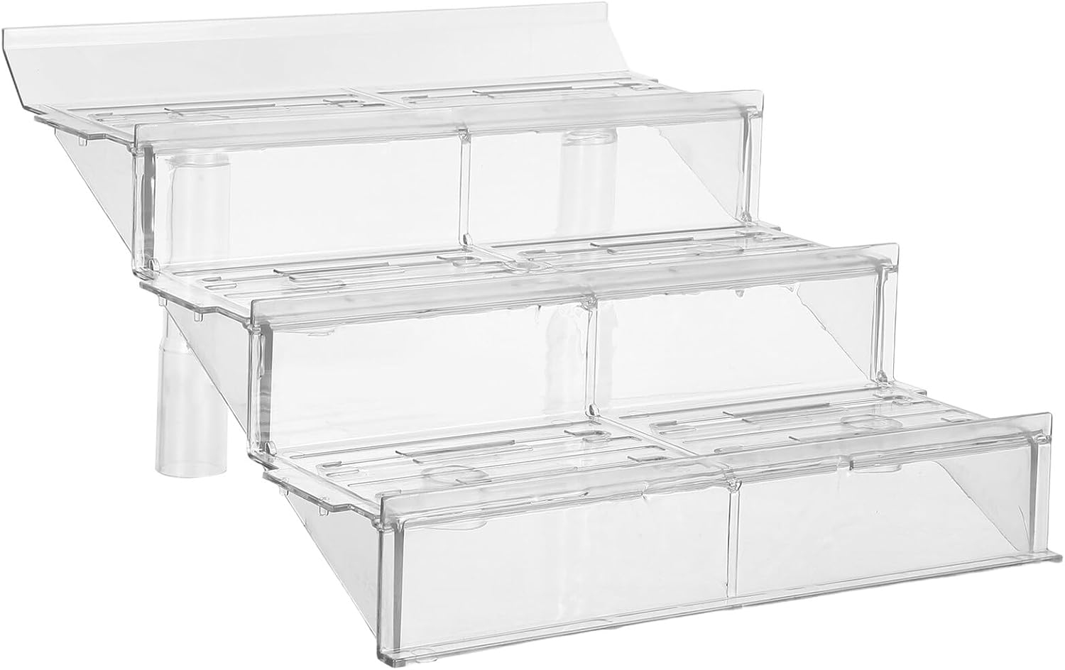 3-tier Plastic Display Riser Cylindrical Legs, Supermarket Refrigerator Fruit and Vegetable Organizer, Retail Food Counter Stand for Desserts and Snacks