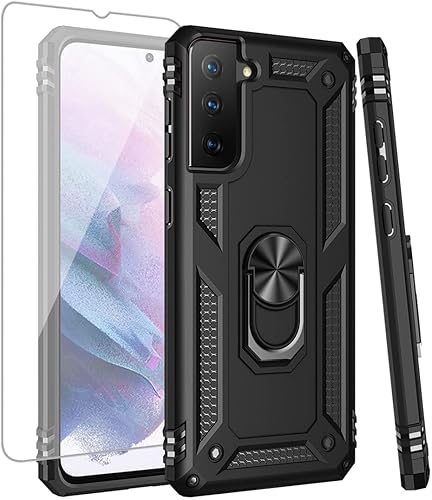 Funda para Galaxy S21 Plus 5GS21+ SM-G996U con protector de pantalla de vidrio templado, grado militar magnético para Samsung Galaxy S21 Plus (rojo)