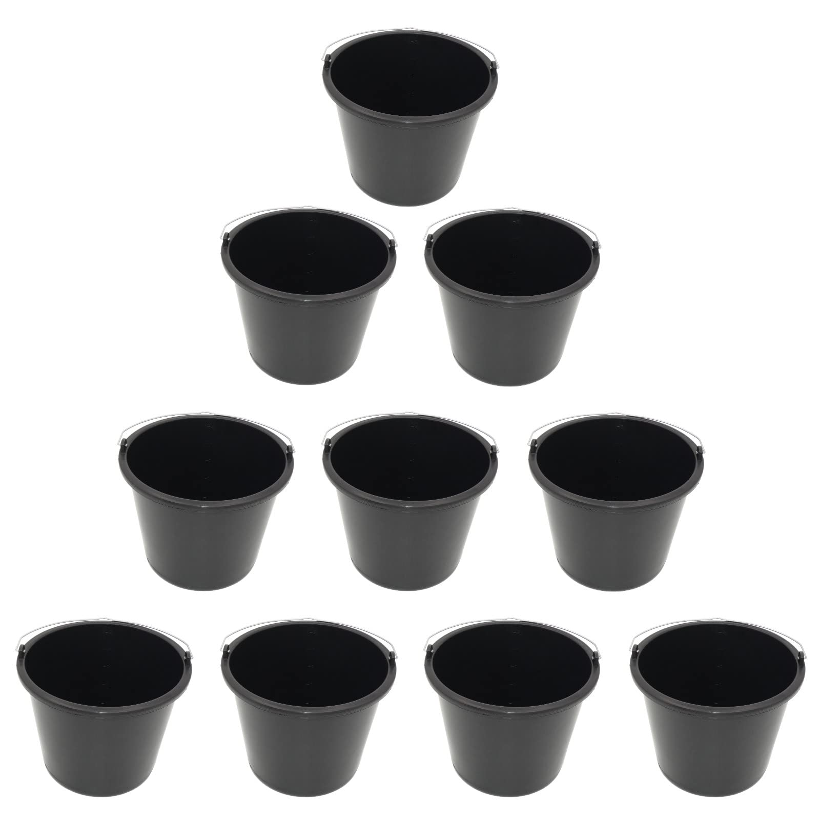 10 Stück DEWEPRO® Baueimer Set - 5 Liter Kunststoffeimer - extra Stabiler 5l Putzeimer mit Henkel und Skalierung