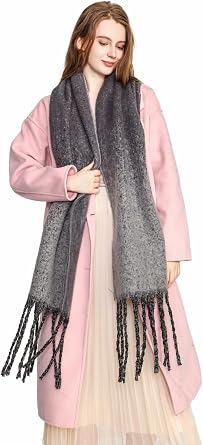 Yatemiole Womens Cashmere Gradient Color Warm Scarf Winter Soft Shawl Women Gray
