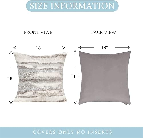 Miniatura 3 de Juego de 2 fundas de almohada de piel sintética gris de 18 x 18 pulgadas, fundas de almohada bohemias de felpa mullida, fundas decorativas suaves y