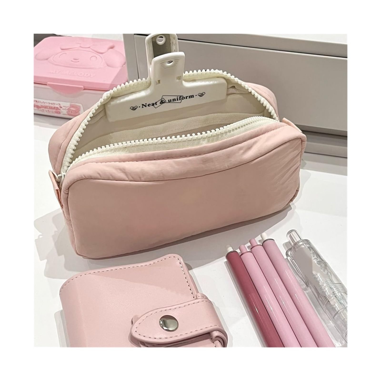 Borsa for penne in tinta unita for l'ufficio scolastico | Design con cerniera, grande capacità, portatile, alta qualità, organizer(Purple)