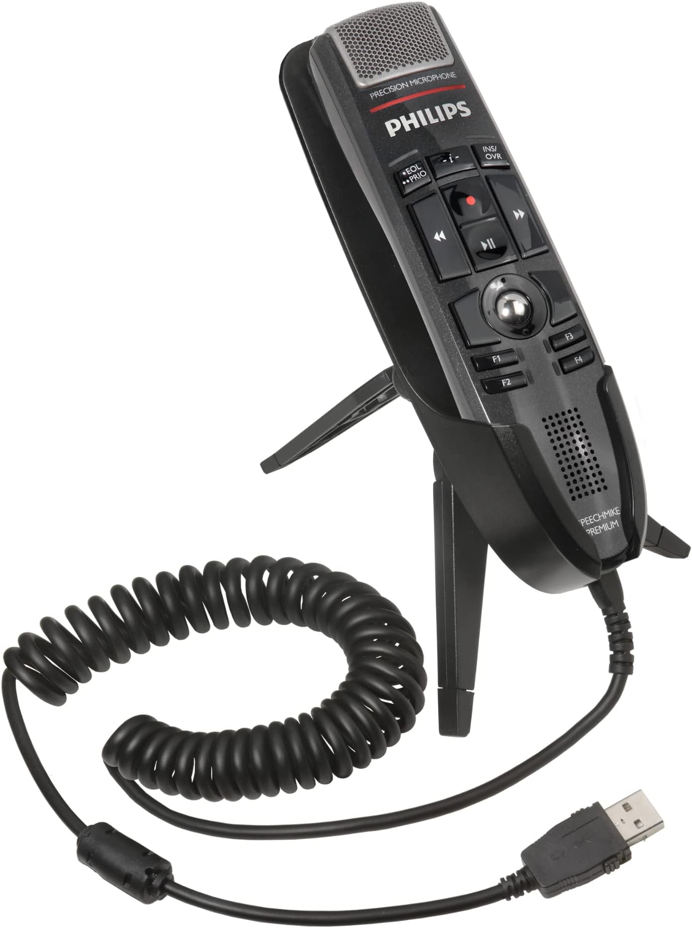 ECSLFH3500 SpeechMike Premium Microphone with 6 ¾” Microphone Stand and Curly Cord for Dictation