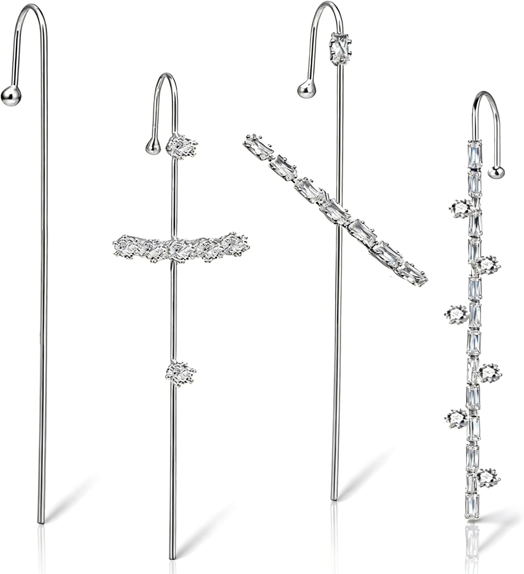 Hook Earrings for Women Helix Ear Clawer Pin Wrap Cuff Earrings Pierced Rhinestone Lightning Bolt Piercing Jewelry Gifts