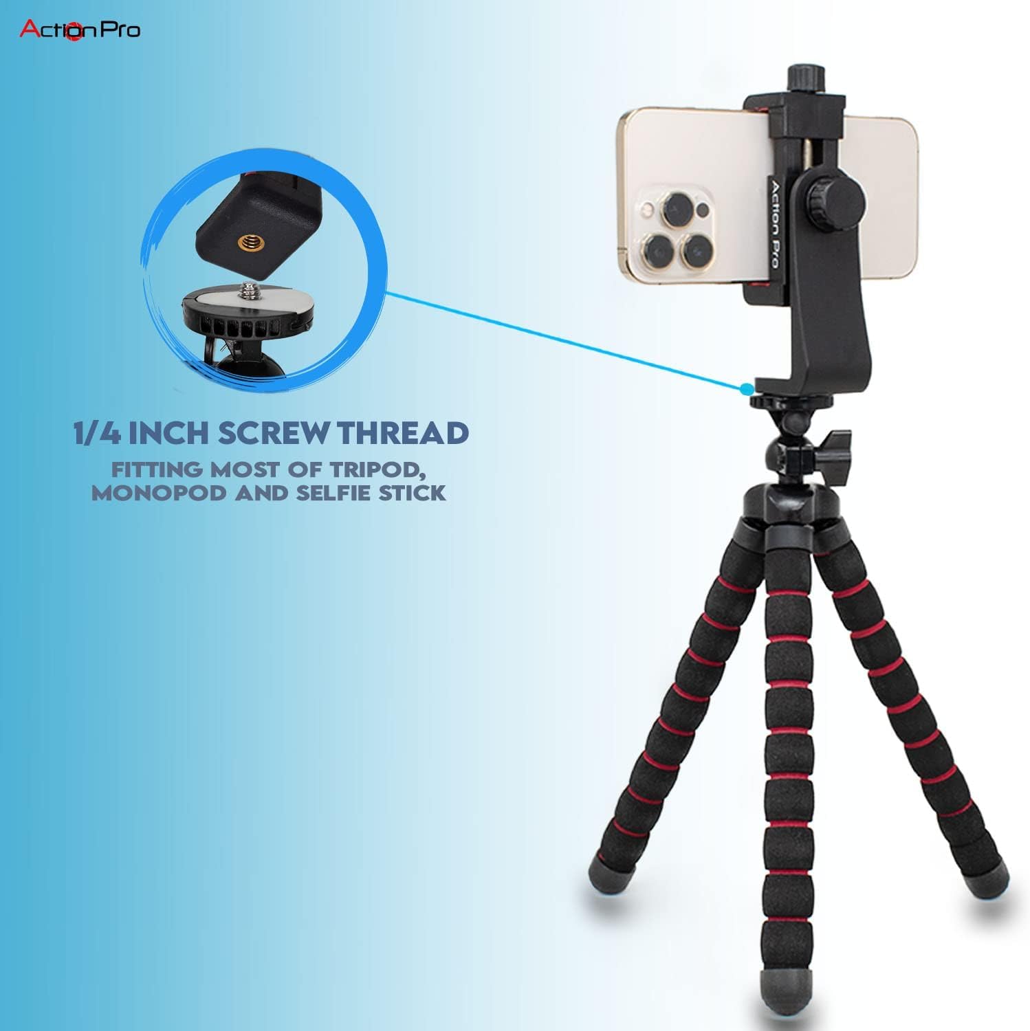 Action Pro 360 Phone Holder/Vertical And Horizontal Tripod M...