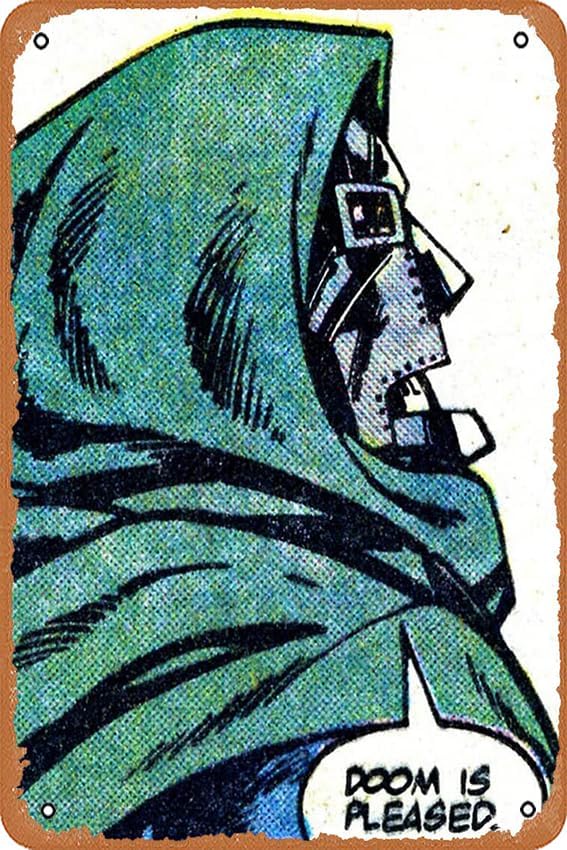 muecddoa MF Doom Poster 12" X 8" Vintage Metal Tin Sign Home Decor Garage Man Cave Wall Art.