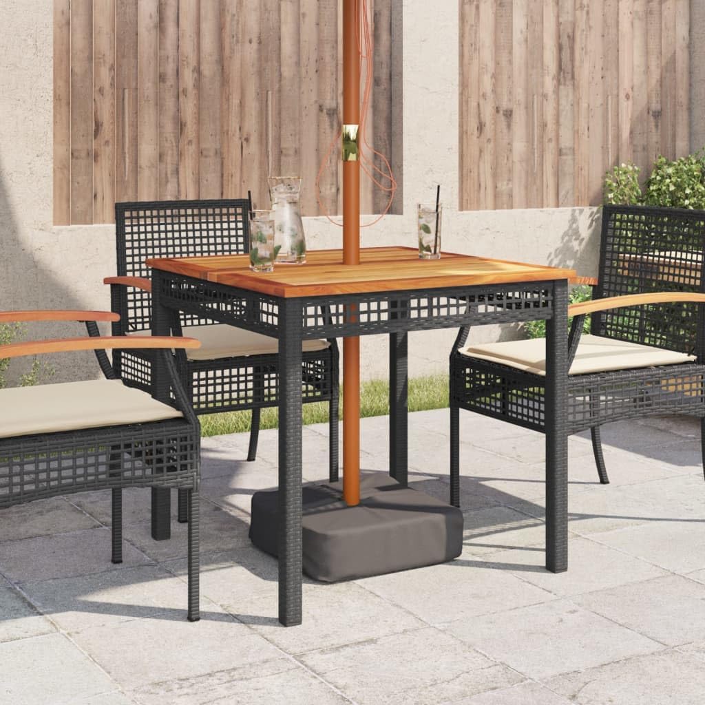 Garden Coffee Table Black and Brown PE Rattan Square 31.5 x 31.5 x 29.5 in Durable Outdoor Patio Furniture for 4 People Stylish Outdoor Table