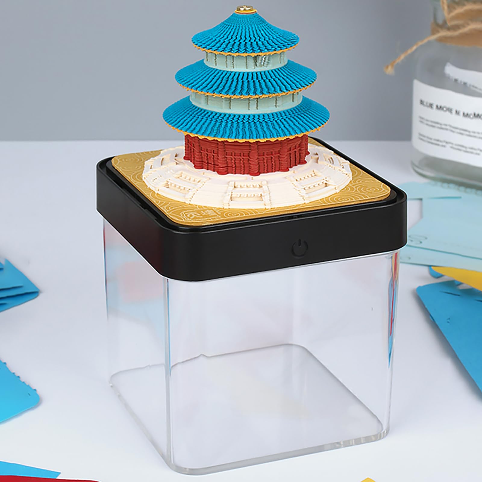 2024 Time Piece Kalender 3D Notizblöcke, Papier Schreibtischkalender Mit Lichtern Kreative DIY Notizen Künstler Schreibtischunterlagen Desktop Dekoration Hausskulptur Geschenk , Temple of Heaven