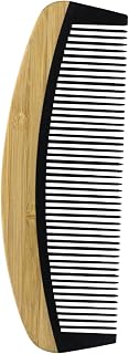Natural Bakelite Wood Comb for Scalp Massage & Hair Care - Eco-Friendly Bamboo Wood Comb with Ergonomic Handle, Gift for Family & Friends (6.1 Inch, Black)(MediumA1)