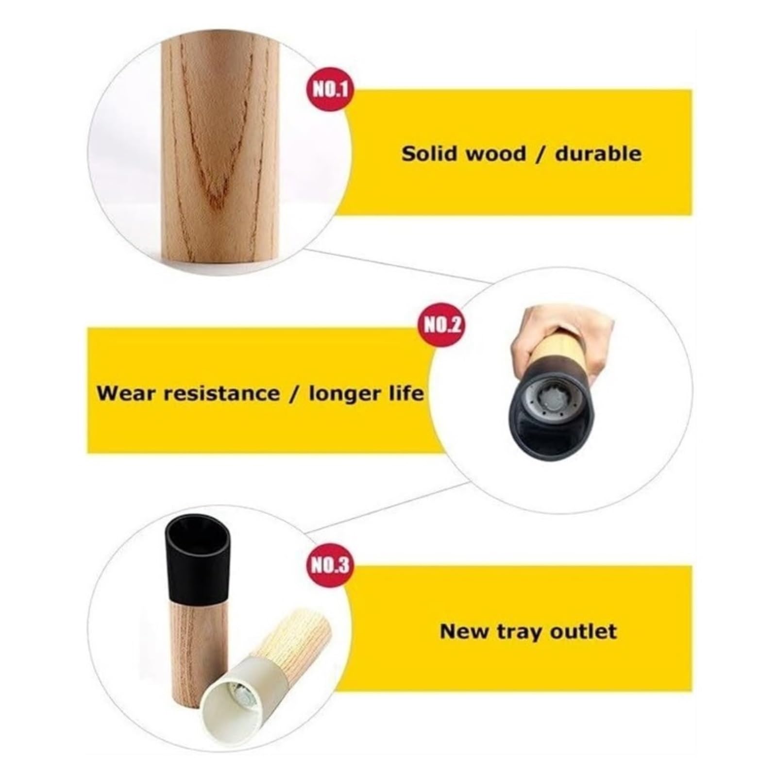 Mühle Für Salz Pfeffer Salz- und Pfeffermühlen-Set, Salz- und Pfeffermühlen-Set aus Holz, nachfüllbare Pfeffer-Gewürzmühlen Gewürzmühlen Küche