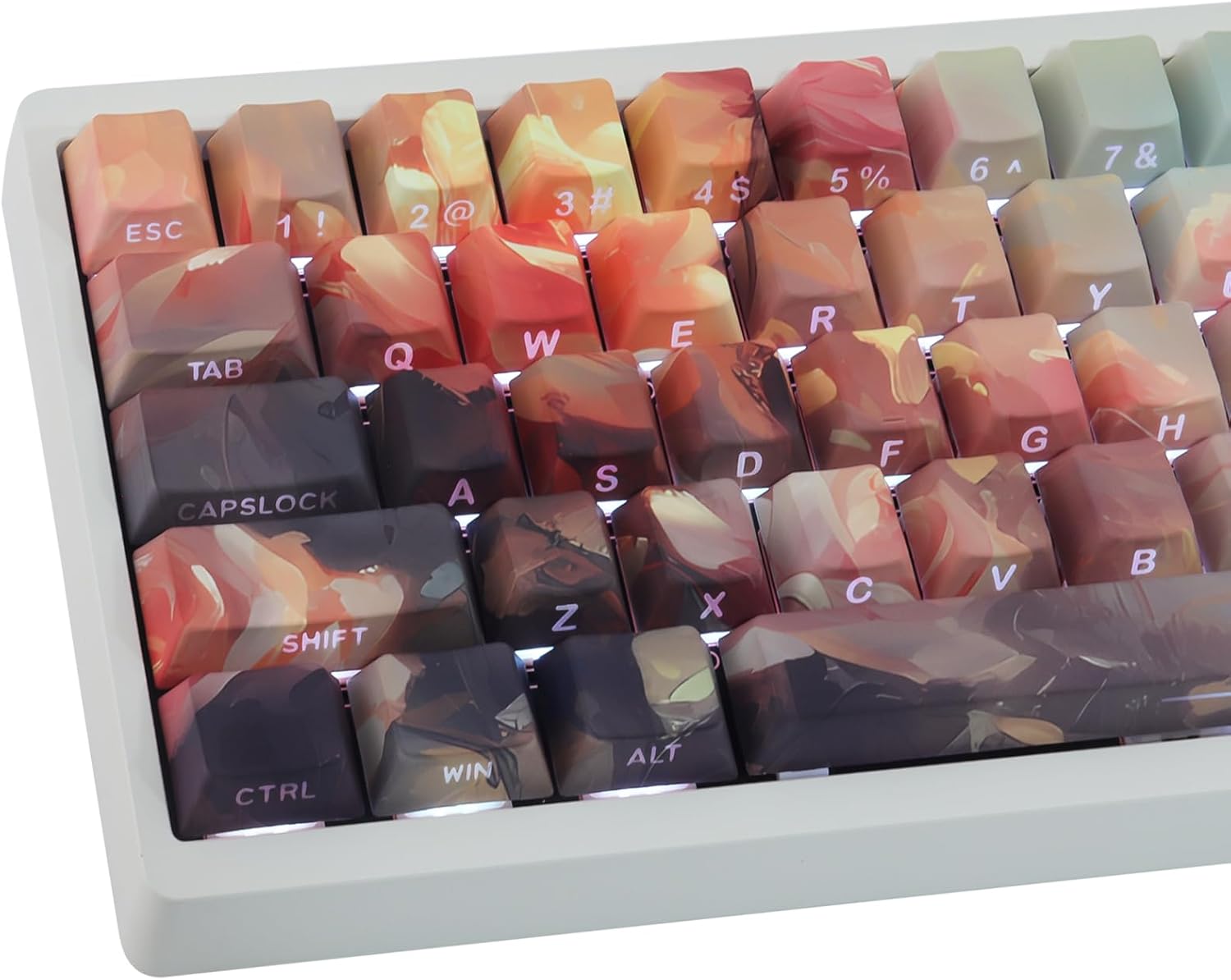 JOMKIZ Side Print Keycaps, Shine Through Double Shot PBT Keycaps, 136 Keys Cherry Profile Backlit Key caps for Cherry Gateron MX Magnetic Switches 60 65 75 100 Percent Mechanical Keyboard