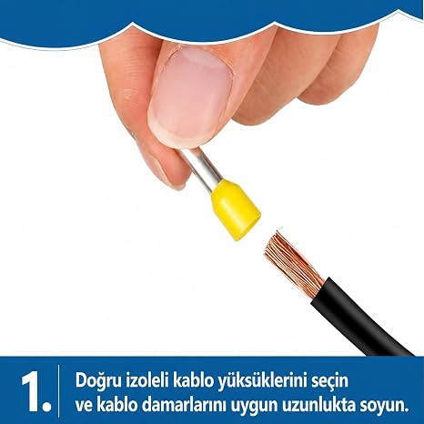 Terminal Kablo Yüksük Seti 800 Parça Yüzük Pabuç Ucu Kablo Sıkma Elektrik Bağlantı Konnektör Seti