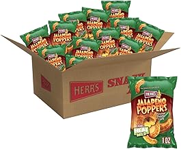 Herr's Jalapeño Poppers Flavored Cheese Curls - Made with Cheddar Cheese - Great for Bold Flavor Fans - 1 Ounce (Pack of 36)