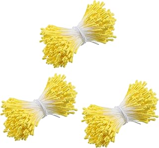 720 Pcs Flower Stamens, Yellow Stamens for Flower Making Double Heads Artificial Flowers Stamen White Hand-Made Matt Floral Stamen for Crafts DIY Wedding Party Home Scrapbook Decoration
