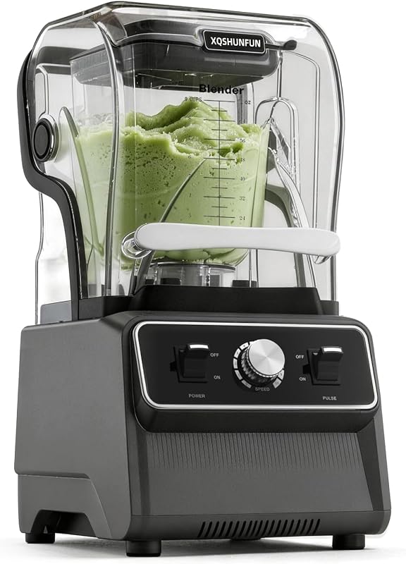 Licuadora comercial silenciosa, licuadora profesional silenciosa para batidos, mezclador de barra resistente para bebidas congeladas, 1800 W de alta potencia con carcasa protectora de sonido, motor de cobre puro de 68 oz
