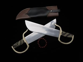 Chinese Wing Chun Butterfly Swords Bart Cham Dao Handmade Stainless Steel Blades with Leather Sheath, Brass Fittings, Traditional Kung Fu Martial Arts Training & Collection