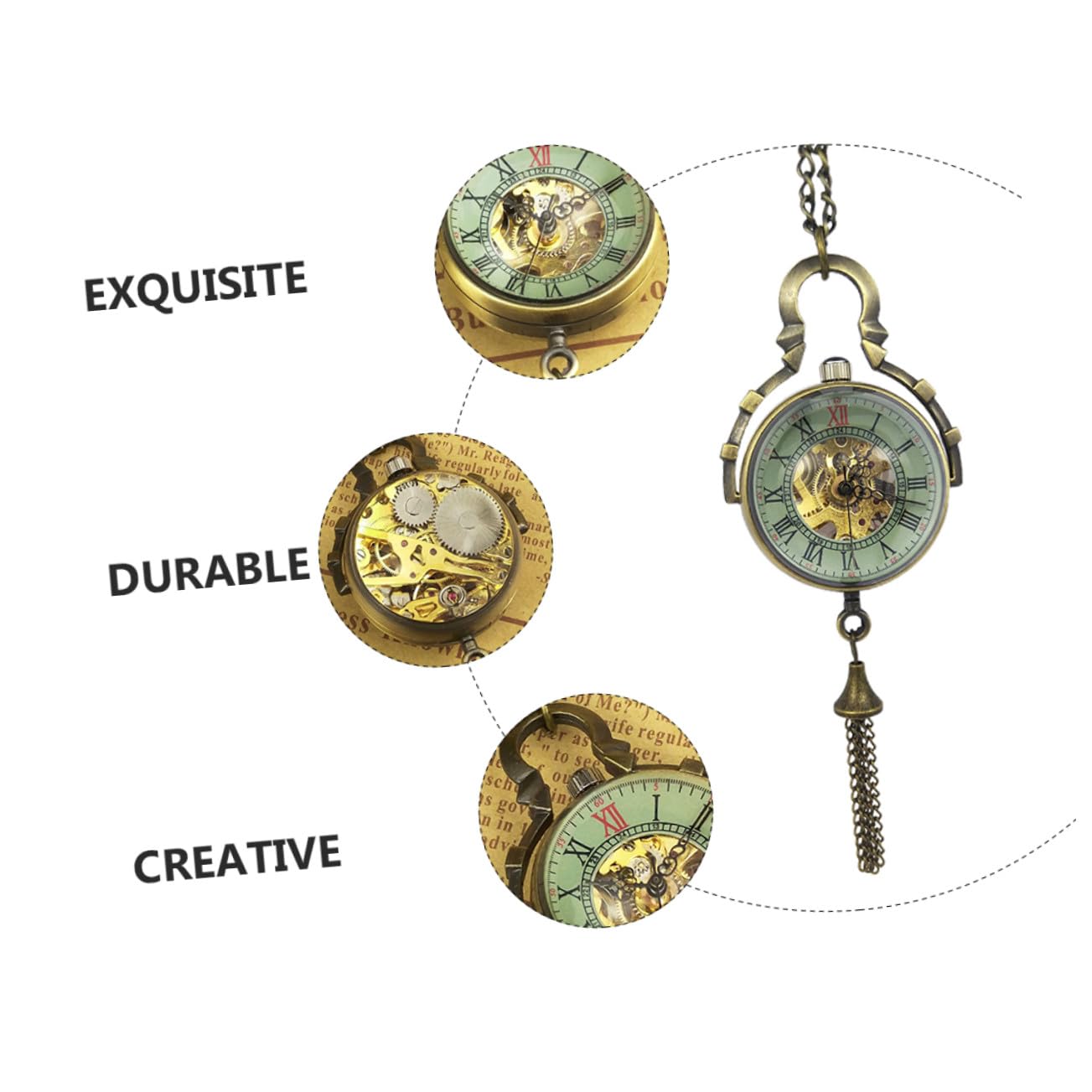 Gatuida Reloj de Bolsillo Vintage Esférico Collar Hueco y Mecánico