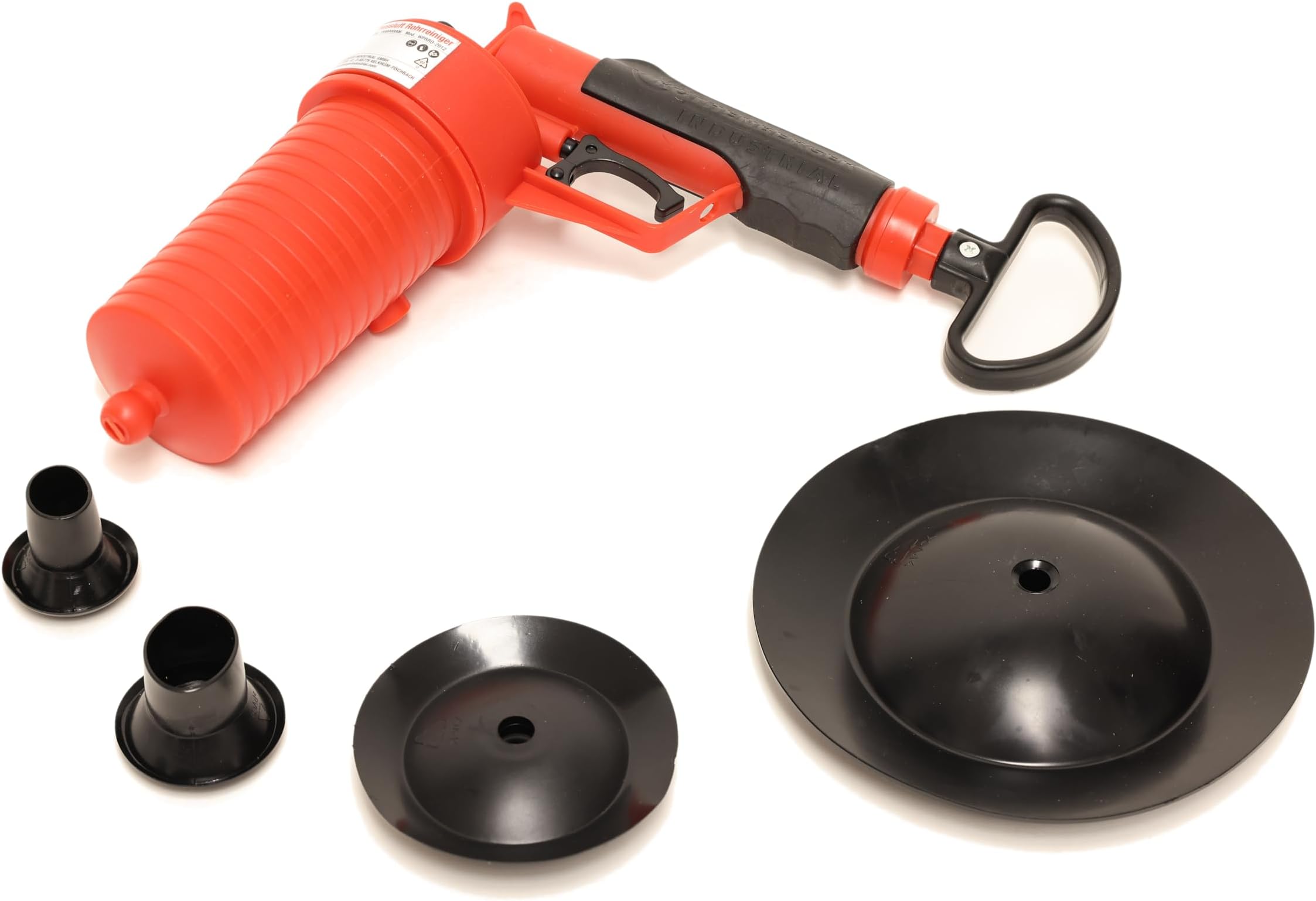 Compressed air pipe cleaner incl. 4 rubber adapters, free pipe in the bathroom, kitchen, toilet. Air pressure cleaning - 150000006