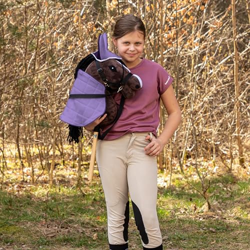 Miniatura 6 de Skippi Manta Y Orejeras Para Caballo Hobby Horse Lila Y Ciruela, Hobby Horse Accesorios, Manta Reversible Y Orejeras Antimoscas Para Caballo De Palo, Hobby Horsing