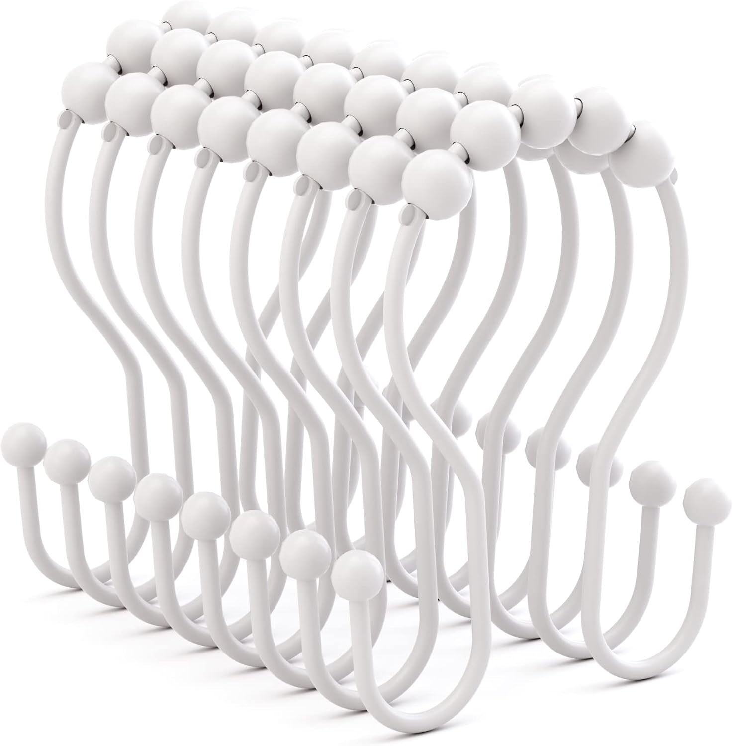 Bathway White Shower Curtain Hooks and Rings Rust Proof