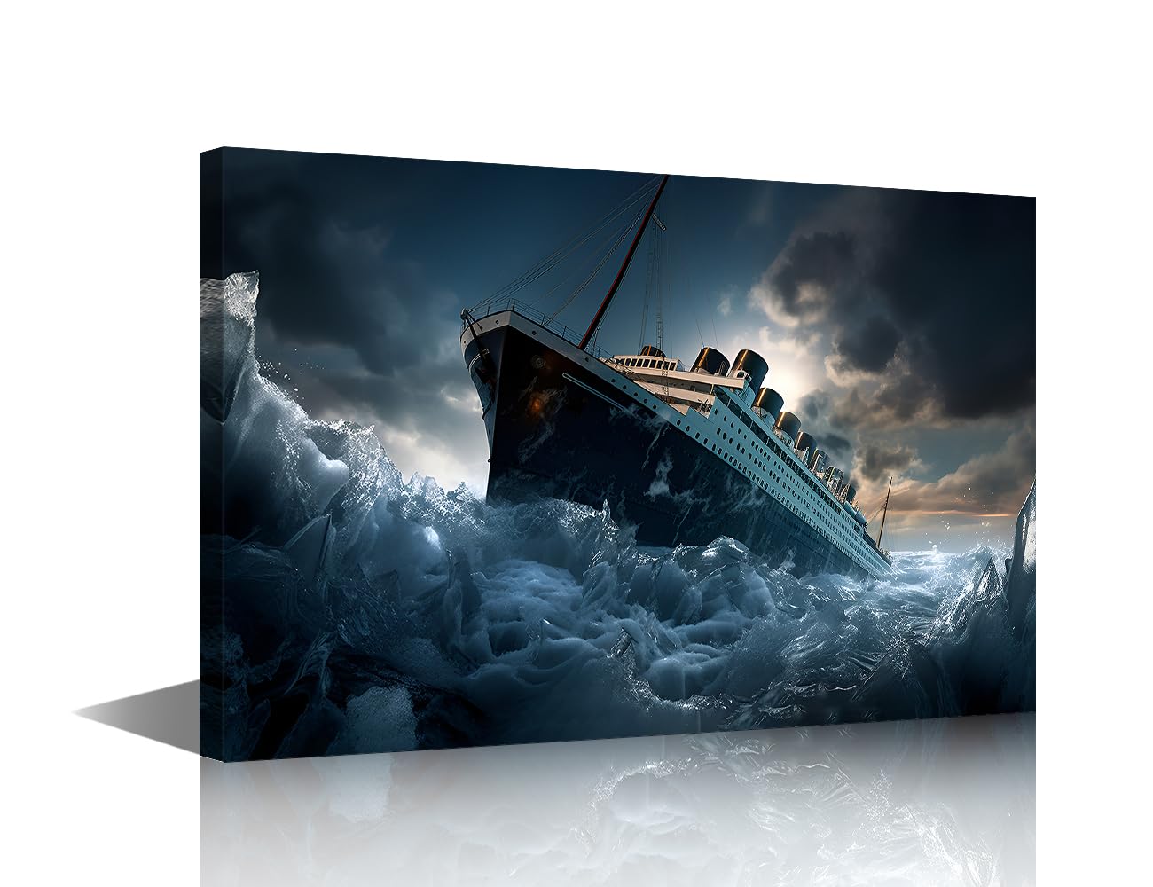 Cruise Ship Pictures for Bedroom Aircraft Carrier Military Strategic Ship Poster Prints on Canvas Seafaring Wall Art 1 Piece Home Decorations for Living Room Framed Ready to Hang (16''Wx 24''H)