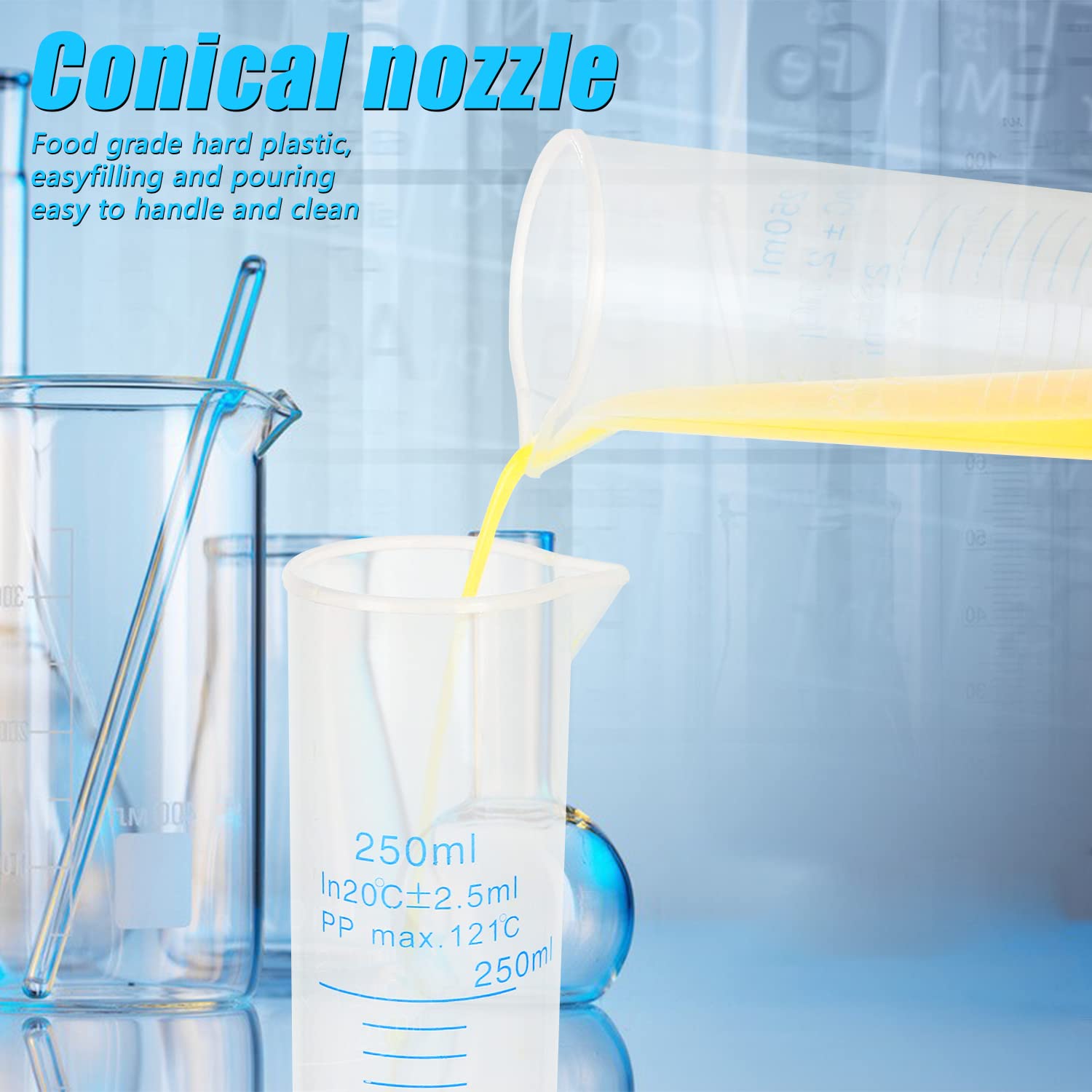 Set 4 Cilindri Graduati In Plastica - 10ml, 25ml, 50ml, 100ml Per Laboratorio E Misurazioni Liquidi - Foto 14