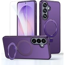 for Samsung Galaxy S26 Case with Magnetic Invisible Stand [Compatible with MagSafe] [Screen Protector] Military-Grade Shockproof,Translucent Matte Cover for S26 6.3, Deep Purple