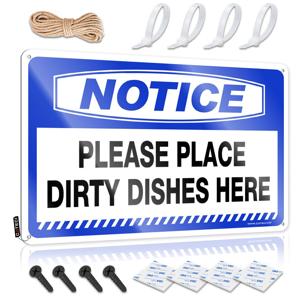 Fzfn Colour Antique Plaques, Teens Accessory Notice Please Place Dirty Dishes Here | Farmhouse Bathroom Decor(20X30cm)