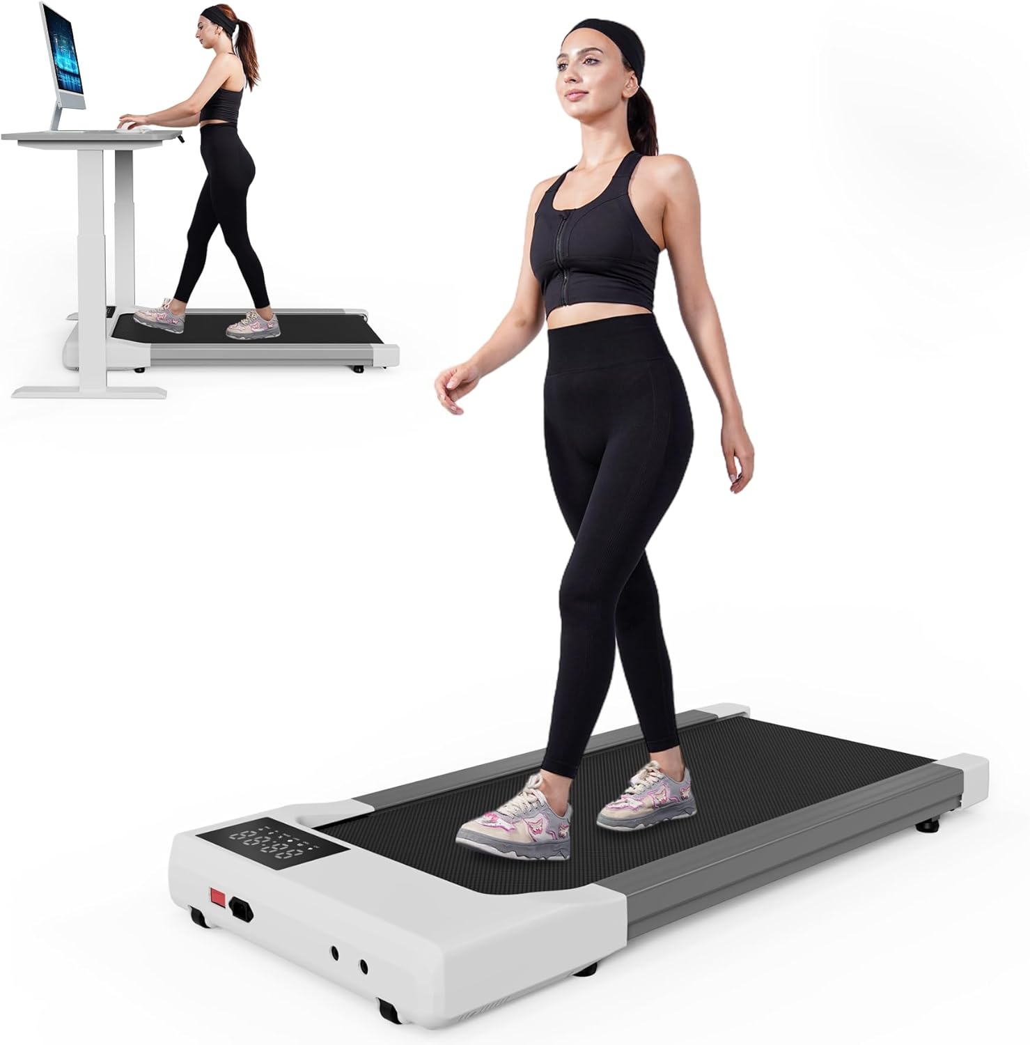 DeerRun 2025 Upgrade Walking Pad with Incline, Smart Under Desk Treadmill for Home Office, Treadmills with APP and Remote Control, LED Display, 2.5 HP Quiet Walking Jogging Machine, 300 lbs Capacity