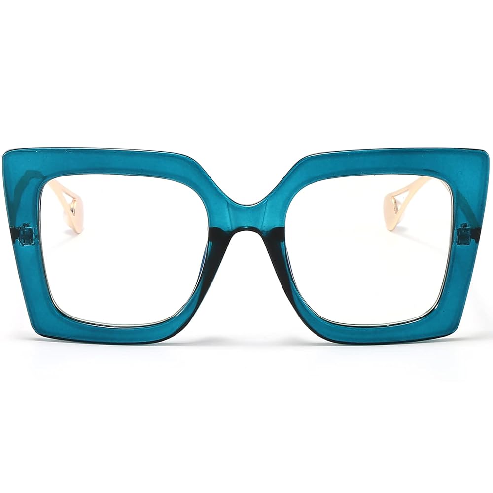 AIEYEZO Oversized Blue Light Glasses for Women, Anti Fatigue Prevent Headache Computer Eyeglasses (Blue)