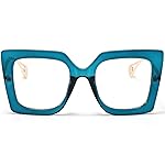 AIEYEZO Oversized Blue Light Glasses for Women, Anti Fatigue Prevent Headache Computer Eyeglasses (Blue)