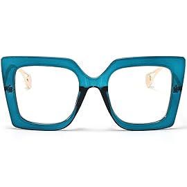 AIEYEZO Oversized Blue Light Glasses for Women, Anti Fatigue Prevent Headache Computer Eyeglasses (Blue)