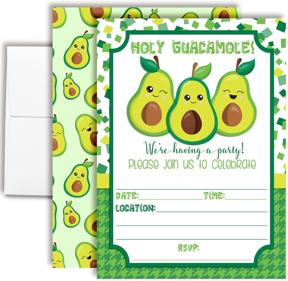 Fiesta Cactus Celebration Birthday Party Invitations, 20 5x7 Fill In Cards with Twenty White Envelopes by AmandaCreation