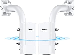 Wireless Bridge with 2 Brackets, UeeVii 5.8G Point to Point WiFi Bridge, 2 km Long Range Outdoor CPE with Dual 100Mbps LAN Ports, 24V PoE Injector, Ideal for Extending Network to Barn, Garage, or Shop