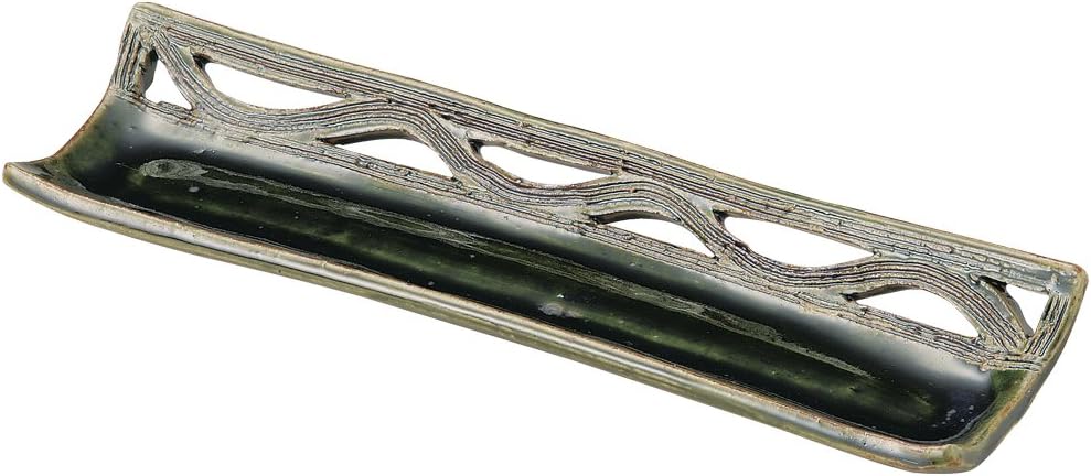 Yamashita Kogei 14038920 Oribe Openwork Long Angle Plate (Handmade), 11.2 x 3.3 x 1.2 inches (28.5 x 8.5 x 3 cm)