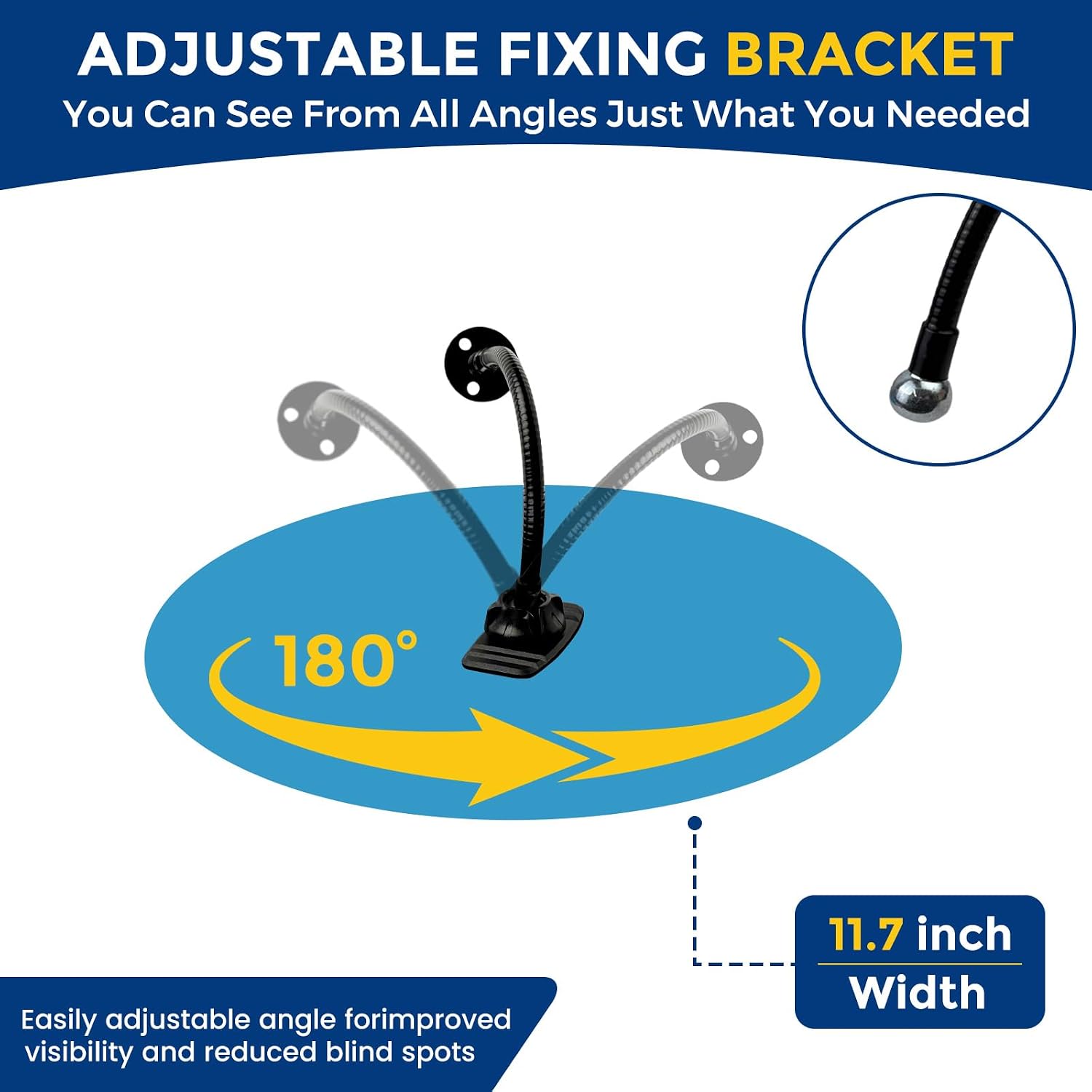 11.7in acrylic convex mirror 180° adjustable wide-angle indoor security mirror suitable for monitoring blind spots in parking lots Garage warehouses offices and traffic safety management