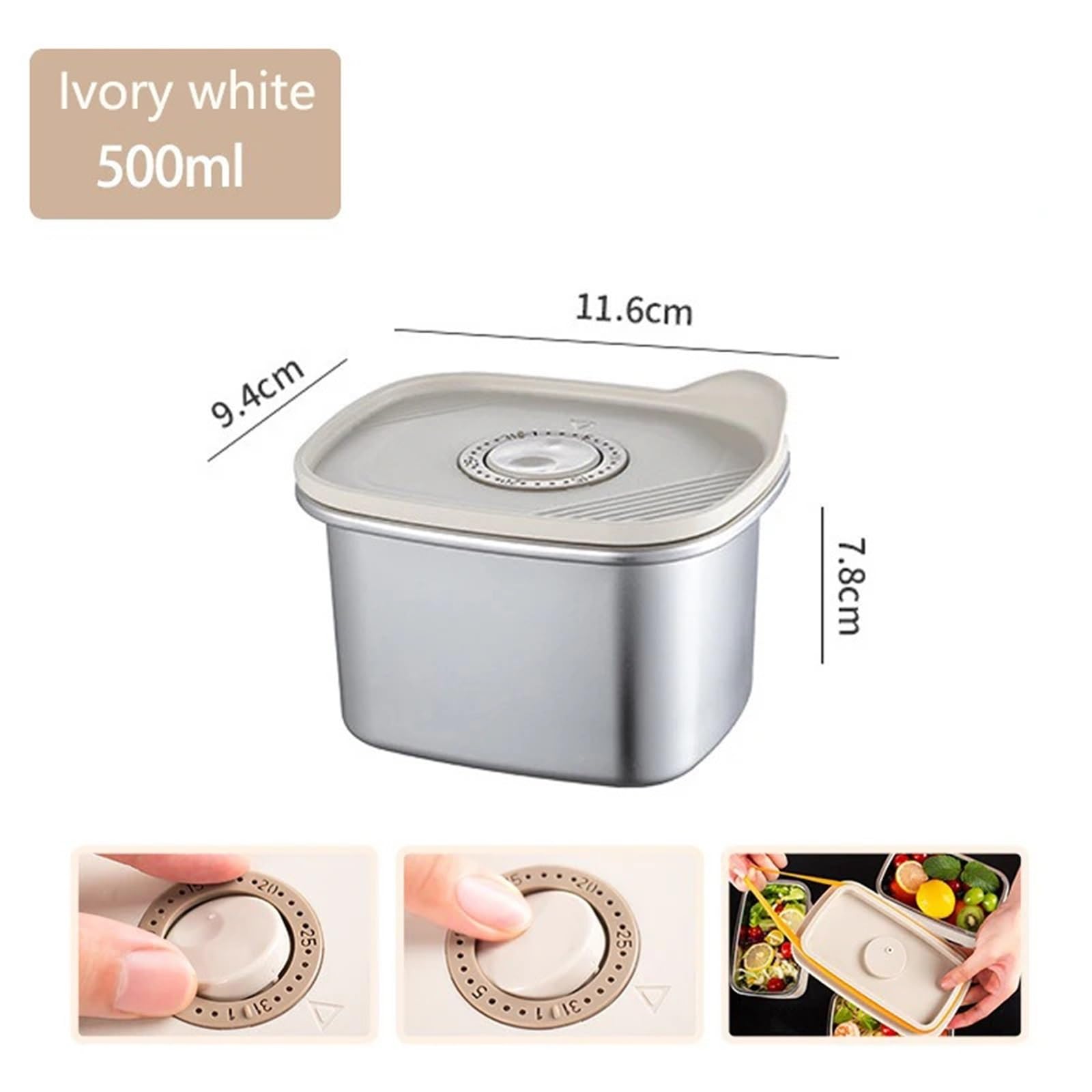Contenitori per Alimenti Ermetici in Acciaio Inox Lunch Box in acciaio inox, contenitore for alimenti sigillato, frigorifero, for speciali, for picnic, pranzo for studenti(500ml 1pcs)
