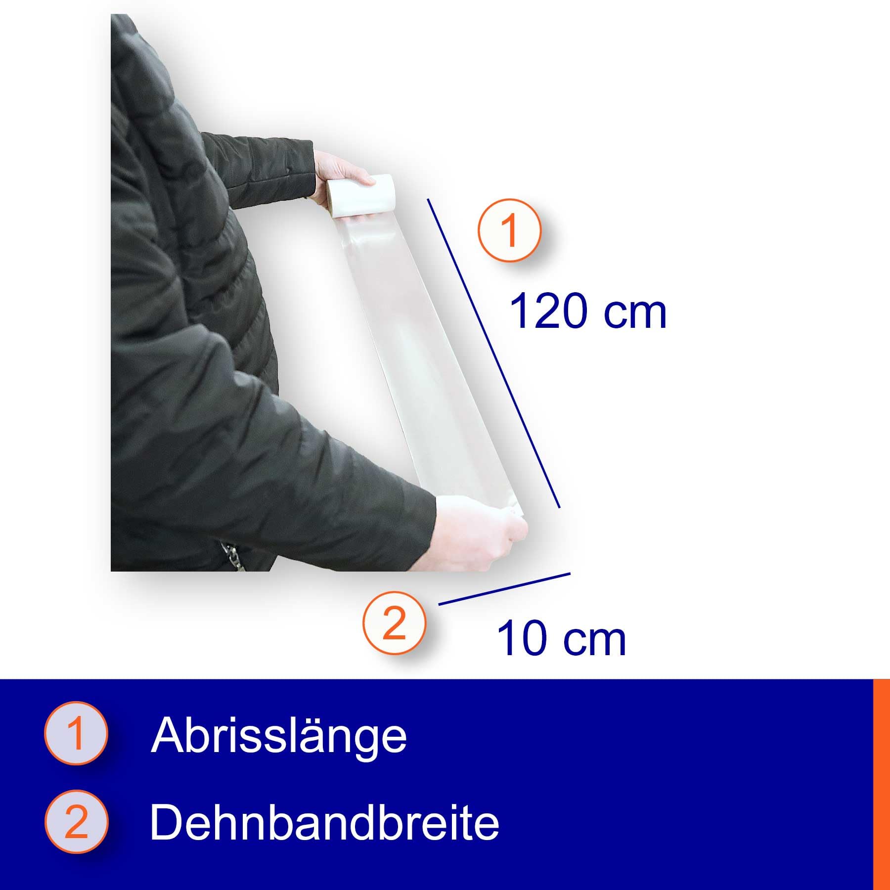 15 Rollen Paletten-Dehnband transparent | 100×1200mm | elastische PE-Folie - vorperforiert im Spenderkarton | 100 Stück pro Rolle | Spannband für Palettensicherung