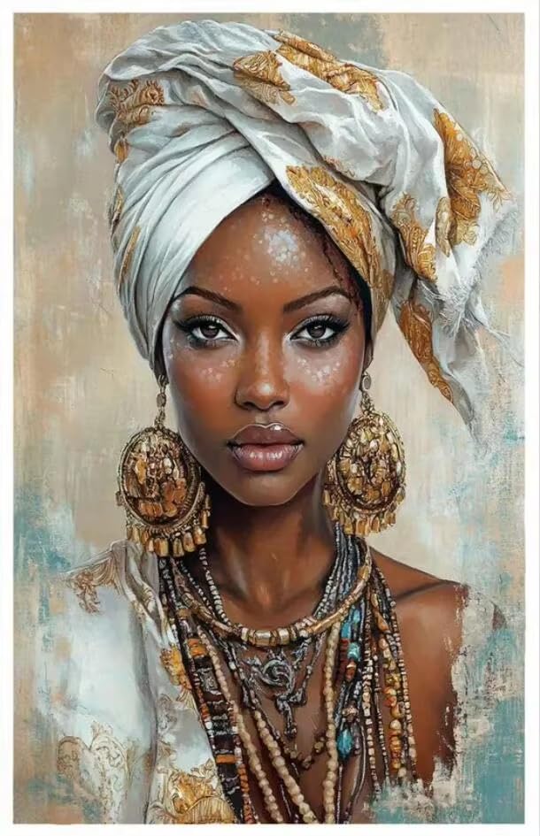 Tableau ethnique africain grand format 80x140cm prêt à suspendre cadre inclus