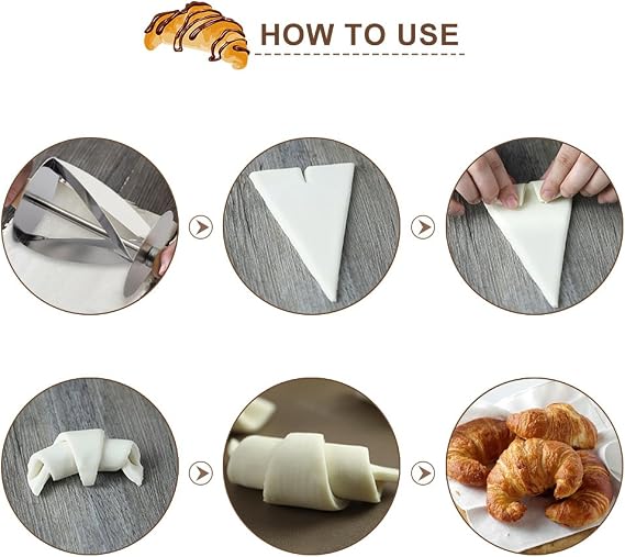 Croissant Roller Cutter Multi Function Stainless Steel Slices Tool Portable Homemade Pastry Dough Cutter Kitchen