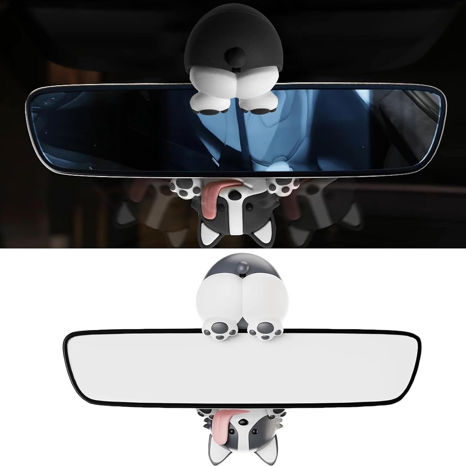 Rear View Mirror Hanging Accessories, Cute Funny Swinging Dog Hanging Ornament with Air Fresheners,Car Decorations Interior Mirror Ornament Accessories (YL)