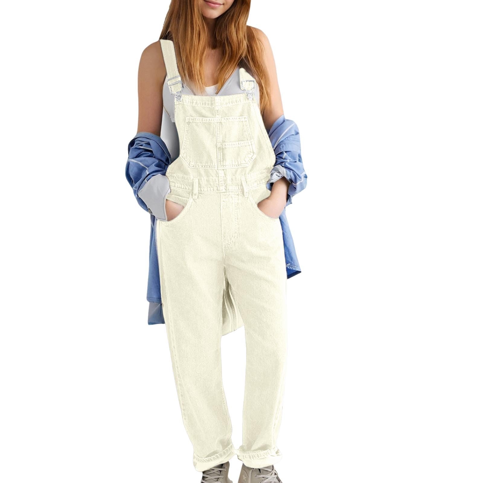 Latzhosen FüR Damen - Modischer Damen-Overall weichem Stretch-Jeansstoff mit verstellbaren Trägern für Bequeme Freizeitmode