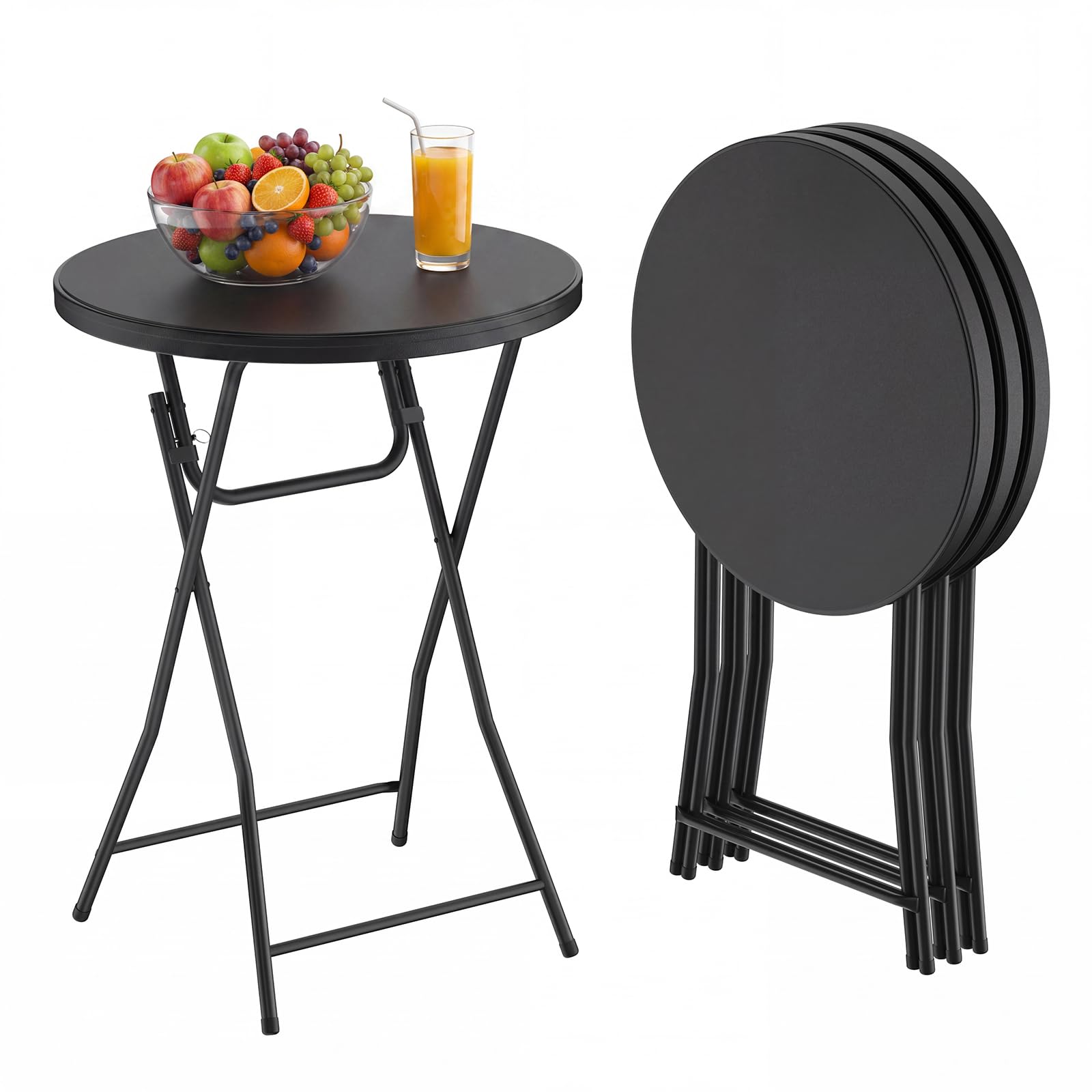 View 1 of ***missing 3***MAKE CHANGES Cocktail Table, 32 Inch Folding Table, 4 Pack, Black
