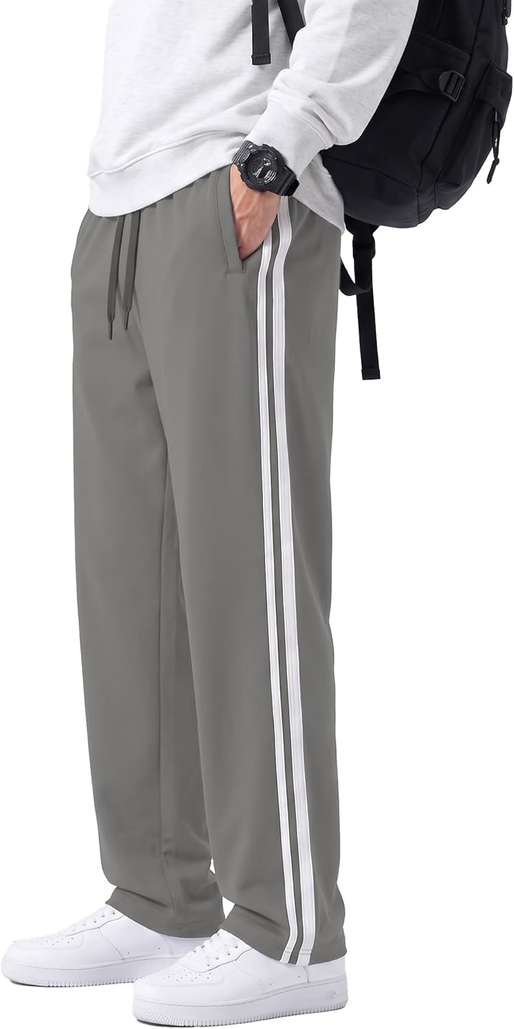 Safort Men's 30"/32"/34" Track Pants Wide Leg Sweatpants Zipper Pockets Loose Sweatpants Athletic Workout